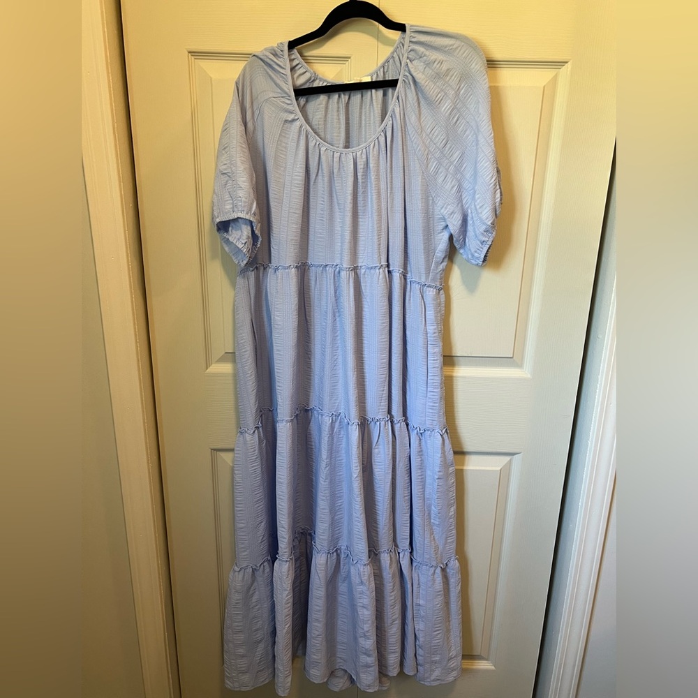 Entro Light Blue Tiered Maxi Dress